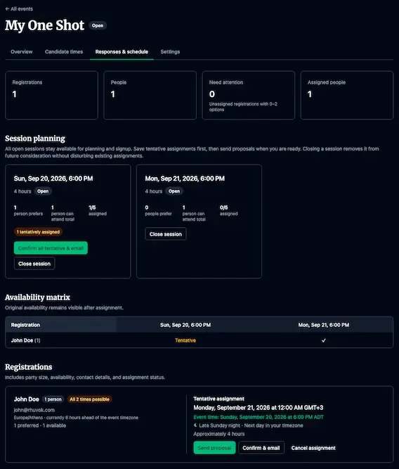 Screenshot of the Chronos interface